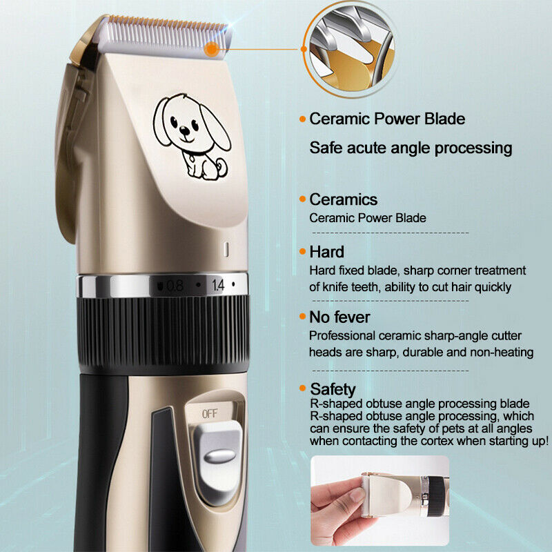 Electrical Pet Hair Trimmer Rechargeable Low-noise Pet Dog Cat Hair Clippers Kit Cat Cutter Machine Grooming Shaver ScissorPet hair trimmer Rechargeable pet clippers Low-noise pet grooming Cat and dog grooming kit Electric pet shaver Professional pet grooming Pet hair cutter Salon-quality pet grooming At-home pet grooming Safe pet grooming tools