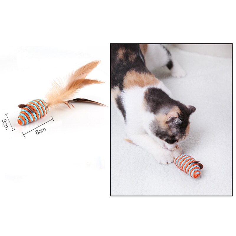 Wood Cat Toy Feather Set Interactive For Pets Fishing Rod Funny Pet Products Mouse Paw Games Cute Toys Linen Cats Stick Dropship