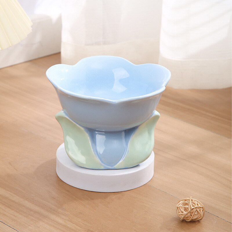 Cat Flower Bowl Raised Ceramic Pet Drinking Eating Feeders Small Dogs Elevated Non-slip Feeding Supplies Cats Puppy Products