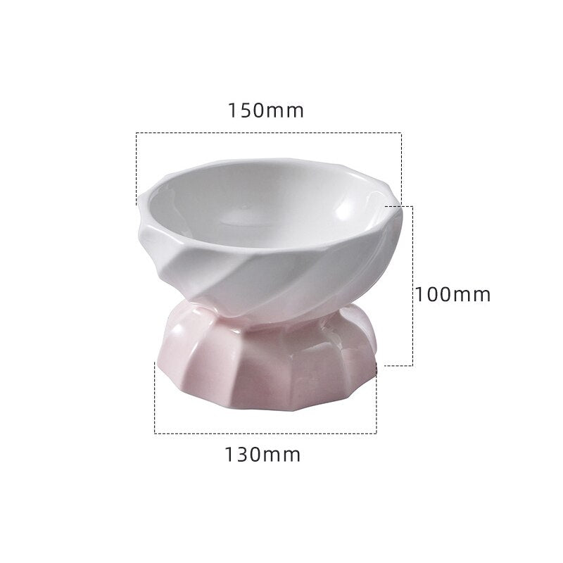 Cat Bevel Water Feeders Small Dog Eating Drinking Ceramic Bowls Pet Non-slip Food Dish Bowl Puppy Kitten Feeding Bowl with Base