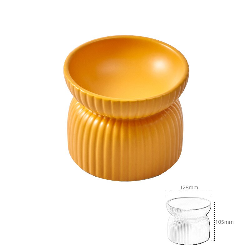 Cat Striped Ceramic Bowl Elevated Small Dog Food Water Feeders Pet Non-slip Matte Food Basin Puppy Cats Drinking Eating Dish