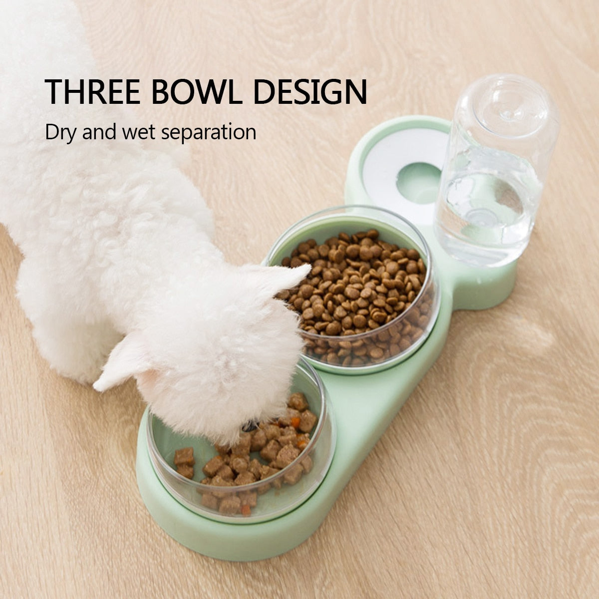 Pet Bowl Cat Double Bowls Food Water Feeder With Auto Water Dispenser Dog Cat Food Bowl Drinking Raised Stand Dish Three Bowls