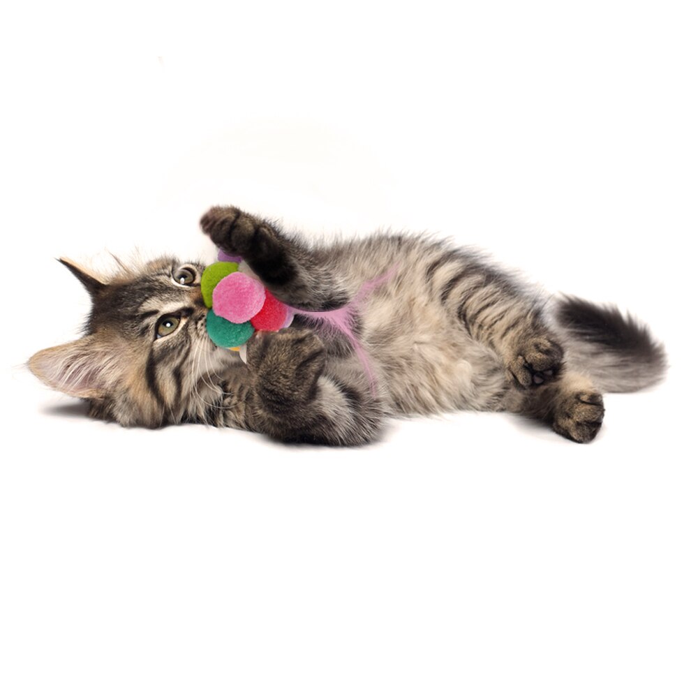 1PCS Funny Cat Stick Toys Colorful Feathers Tease Cat Stick Interactive Pet Toys Cat Playing Toy Elastic Feather Bell Ball