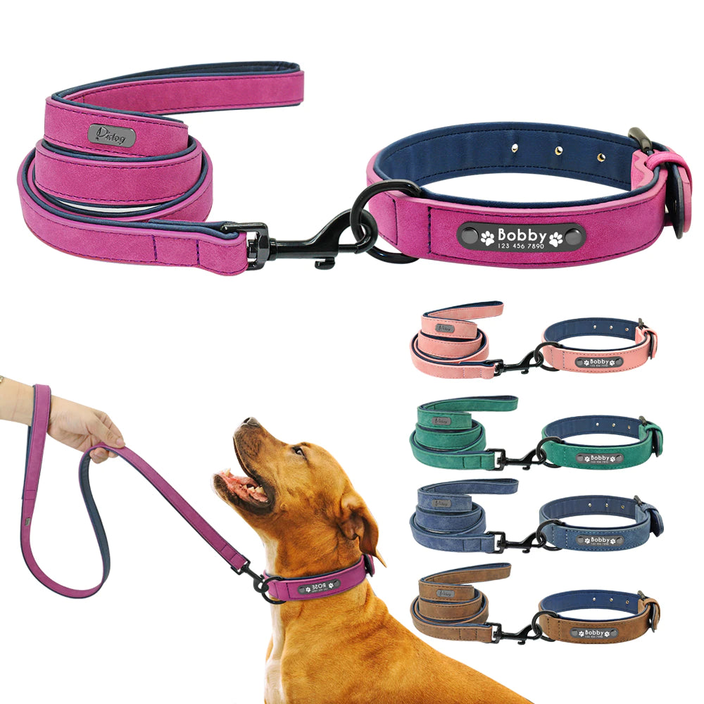 Personalised pet tag collar Pet collar with safety tag Matching leash included Durable pet tag collar Stylish pet collar and leash set Quality pet collar craftsmanship Comfortable pet accessories Safe and stylish pet gear Pet adventures with matching set Pet collar and leash for walks