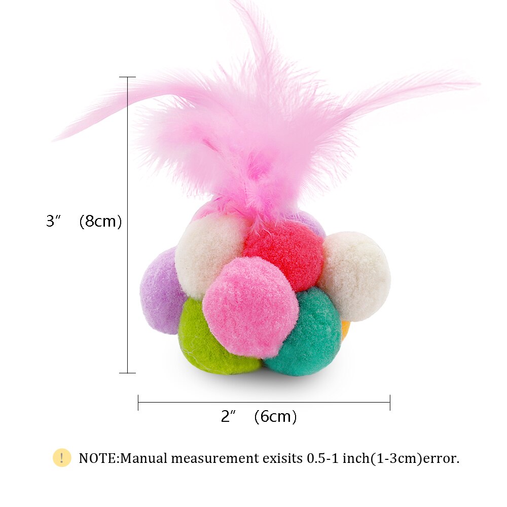 1PCS Funny Cat Stick Toys Colorful Feathers Tease Cat Stick Interactive Pet Toys Cat Playing Toy Elastic Feather Bell Ball