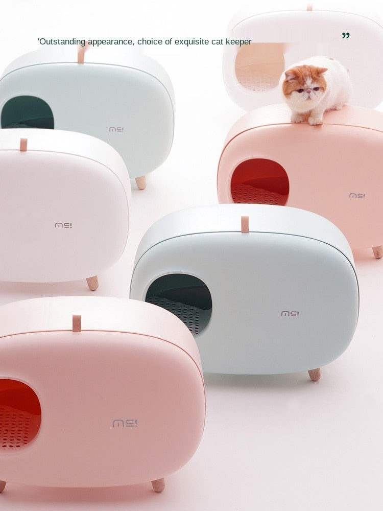 Large Cat Toilet Trainer Macaron Color Cat Litter Box Fully Enclosed Cat Feces Basin Mochi Pet Cat Litter Mat Cat Toilet Pet Supplies Eco-friendly Cat Toilet Stylish Cat Litter Solution Stress-Free Cat Environment Easy-to-Clean Cat Toilet Cat Comfort and Happiness