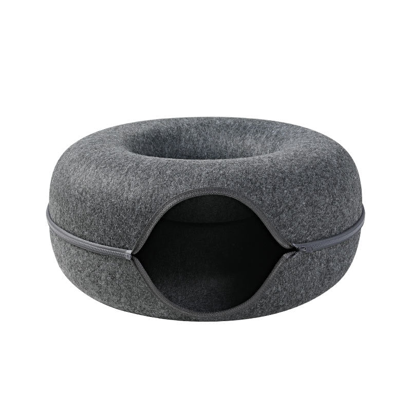 Natural felt pet cat cave Round cat bed for small dogs Cozy pet nest house Eco-friendly pet supplies Handcrafted cat hideaway Stylish pet bed Comfortable cat nest Small dog retreat Natural insulation for pets Cozy pet haven