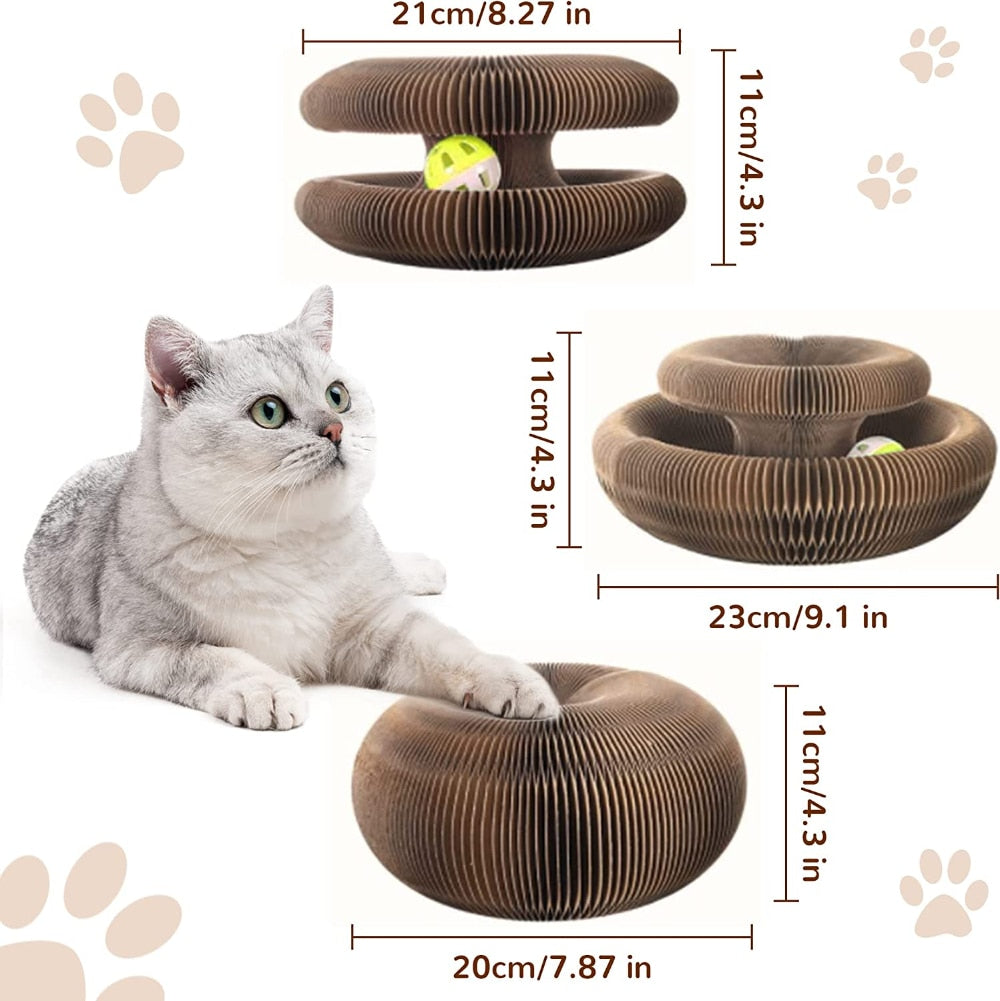 Magic Organ Cat Scratching Board-with a Toy Bell, Interactive Scratcher Cat Toy, Cat Grinding Claw Scratching Board, Foldable