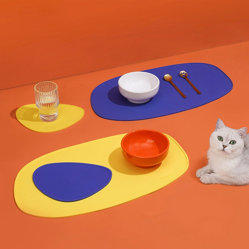 Fancy dog placemat Cats bowl mat Non-slip pet food pad Waterproof pet placemat Premium pet dining mat Durable food and water mat Stylish pet placemat Quality pet mealtime accessory Non-slip placemat for pets Mess-free pet dining